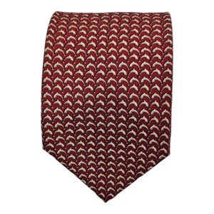 BROOKS BROTHERS MAKERS Red Dolphin Silk Tie HANDMADE USA 58"/ 3.7" EC